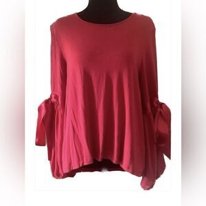 Vince Camuto high low blown half sheer sleeve with bow shirt size M preloved ❤️